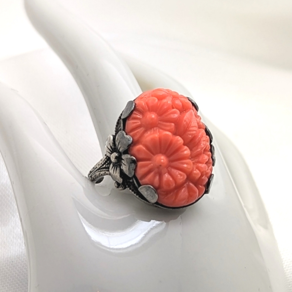 Vintage Floral Sterling Silver Ring